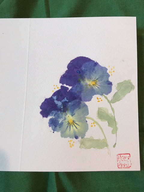 2 Purple Pansies Greeting Card