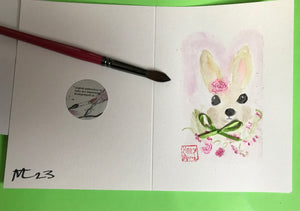 Bunny with Green Bow Greeting Card