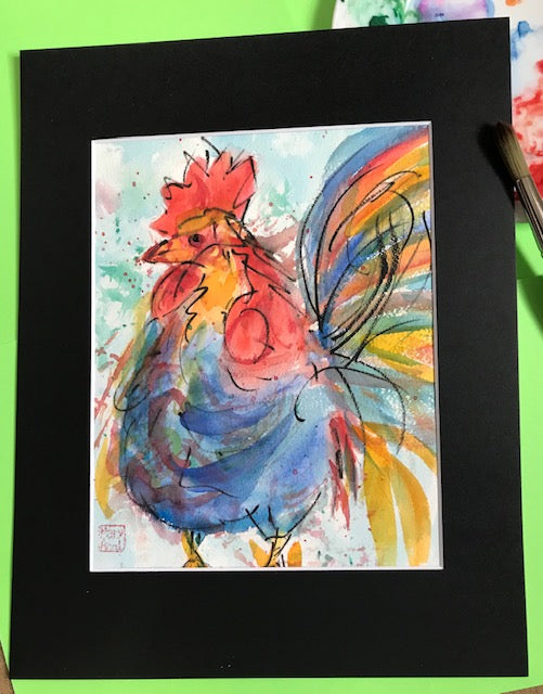 Original Watercolour Painting - Chicken Too 2022