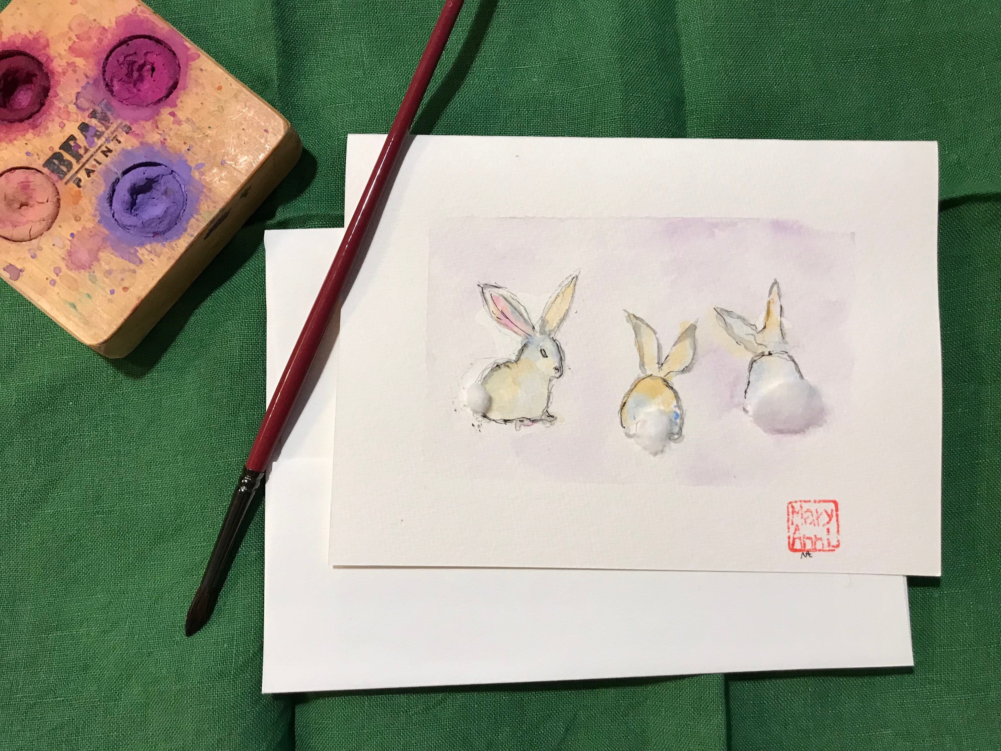 3 Bunnies Greeting Card