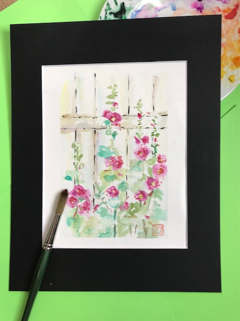 Original Watercolour Painting - Hollyhocks 2022