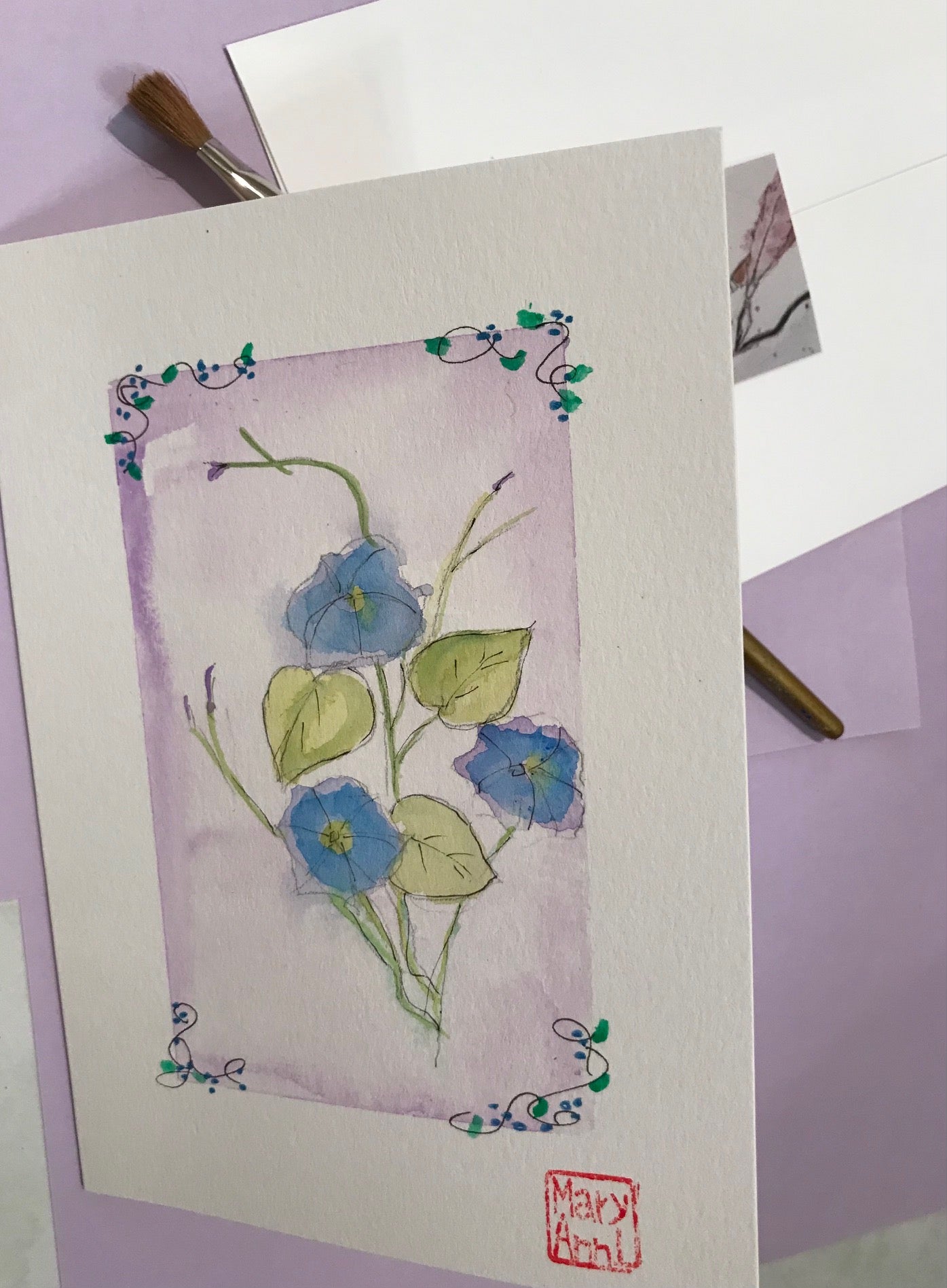 Morning Glories Greeting Card