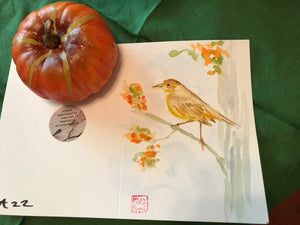 Golden Bird on Autumn Branch Greeting Card