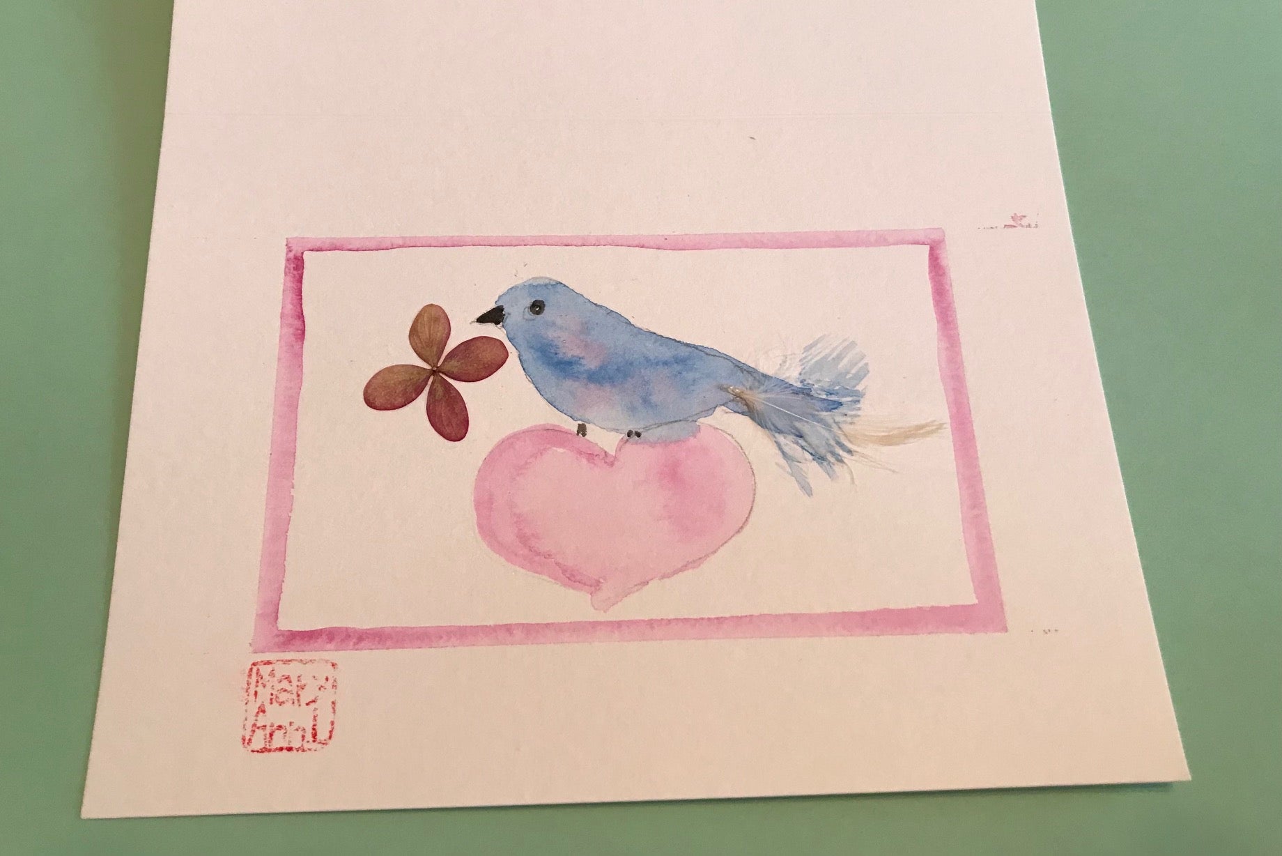 Bird on a Heart Greeting Card