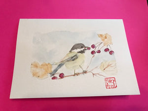 Bird with Winter Berries Greeting Card