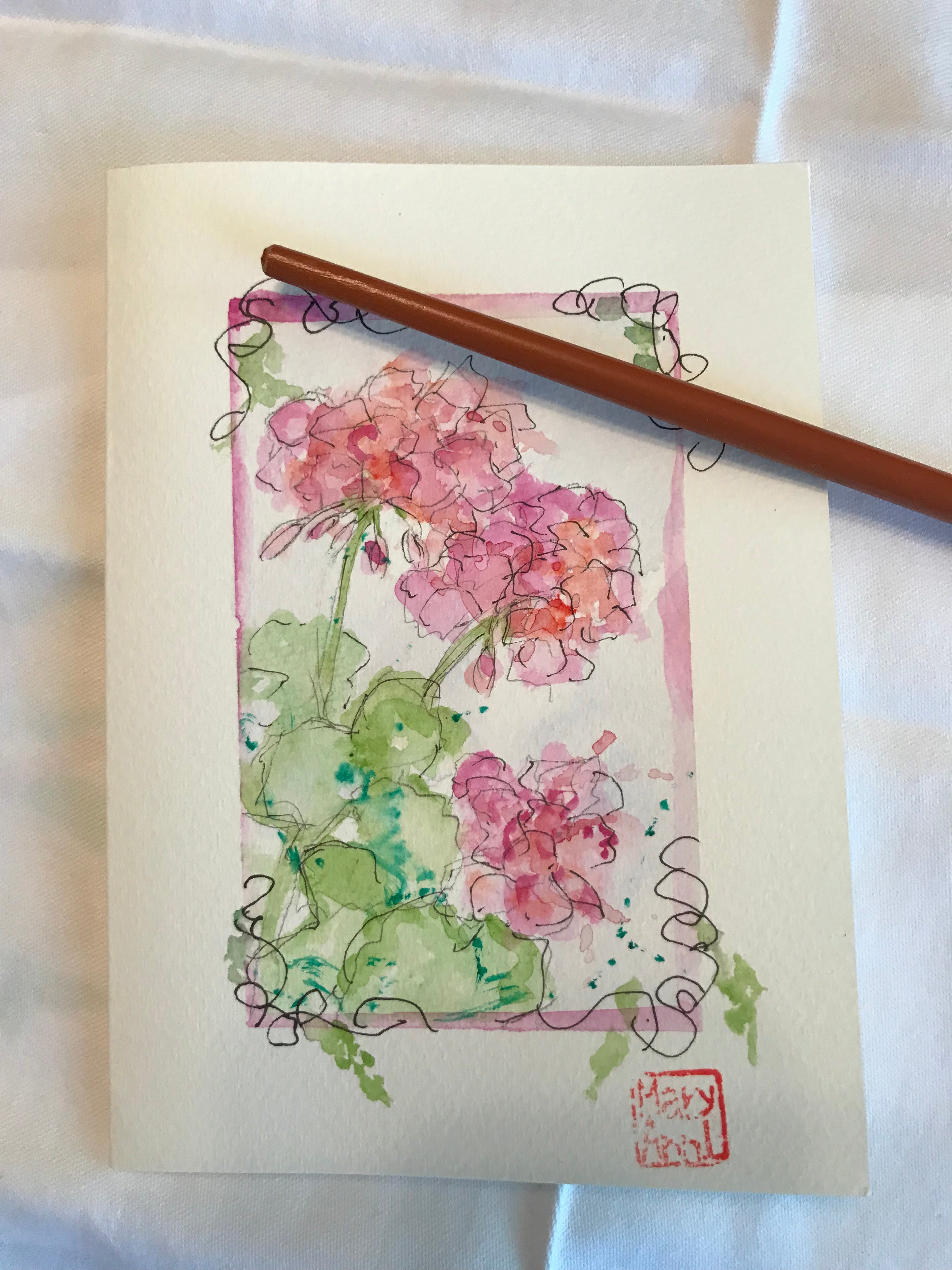 Geraniums Greeting Card