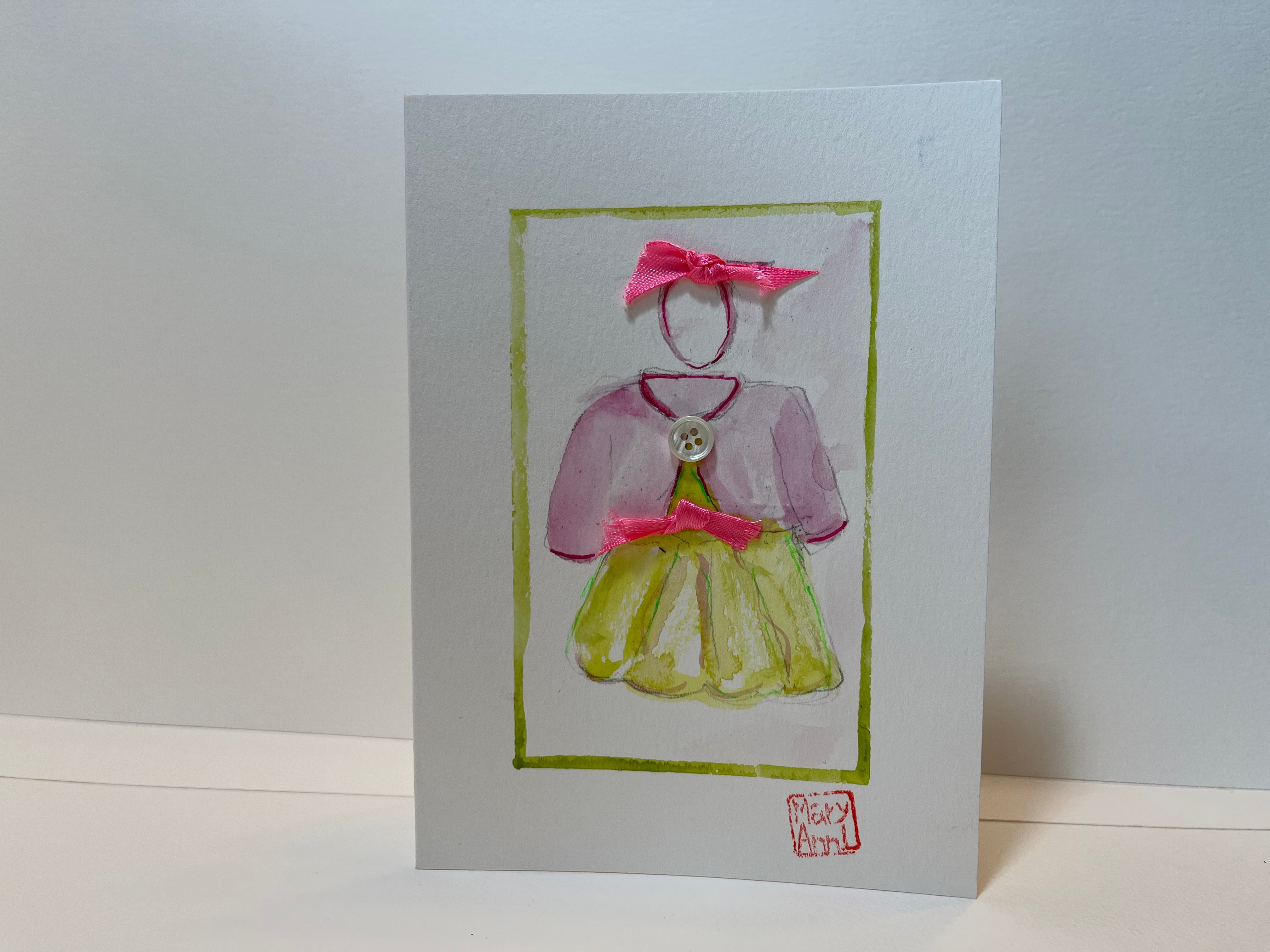 Girl's pink sweater outfit Greeting Card