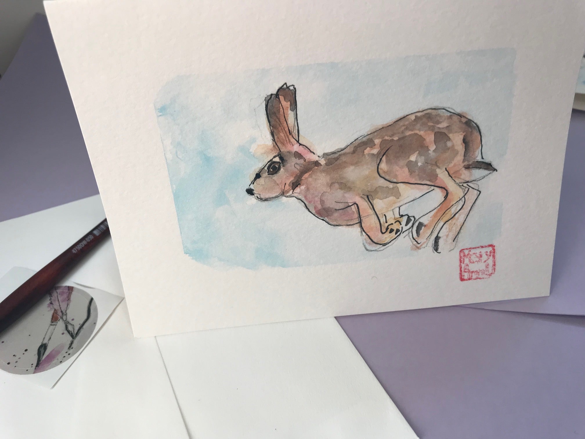 Running Hare Greeting Card