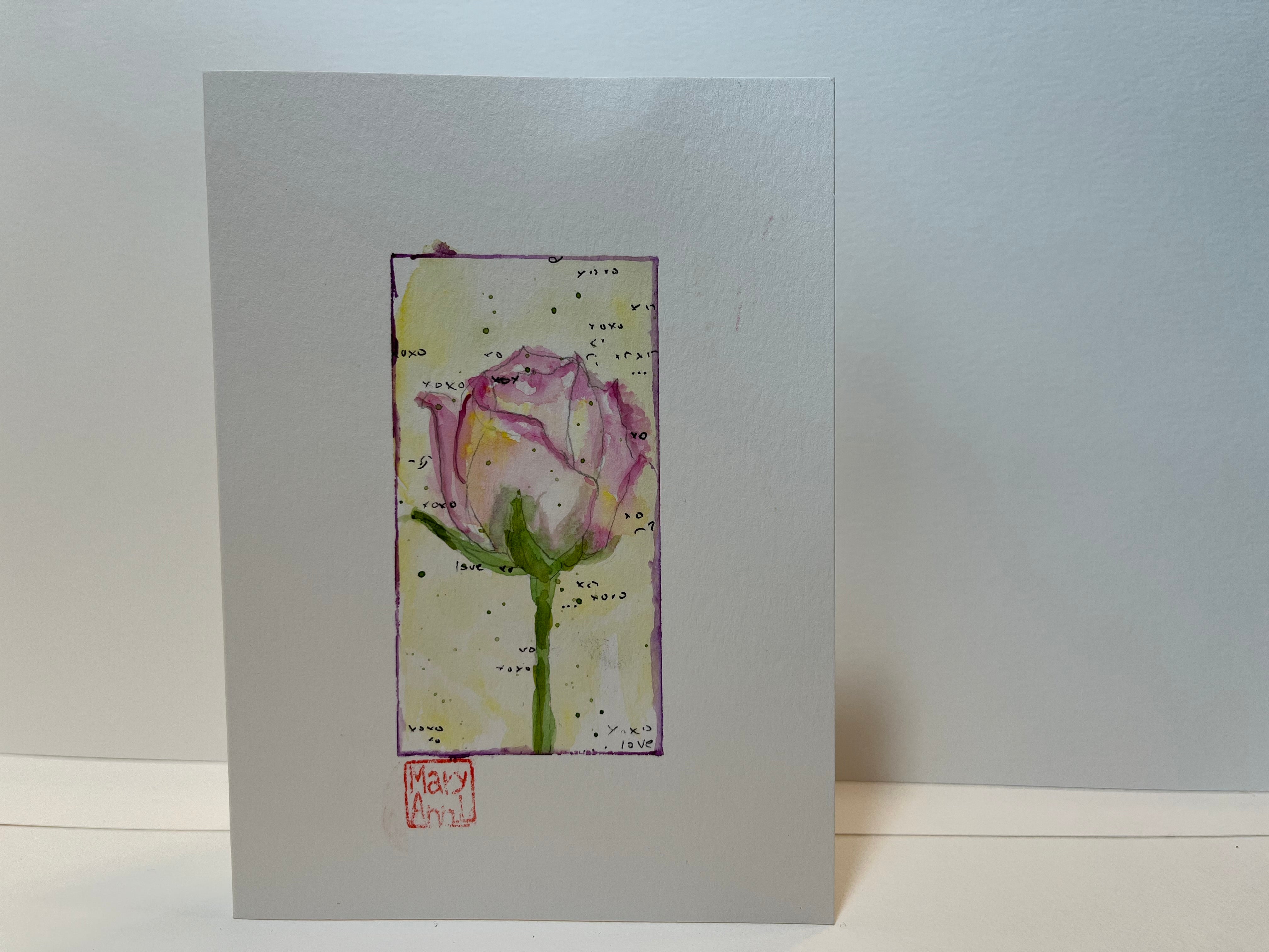 Rose Hugs & Kisses xoxo Greeting Card